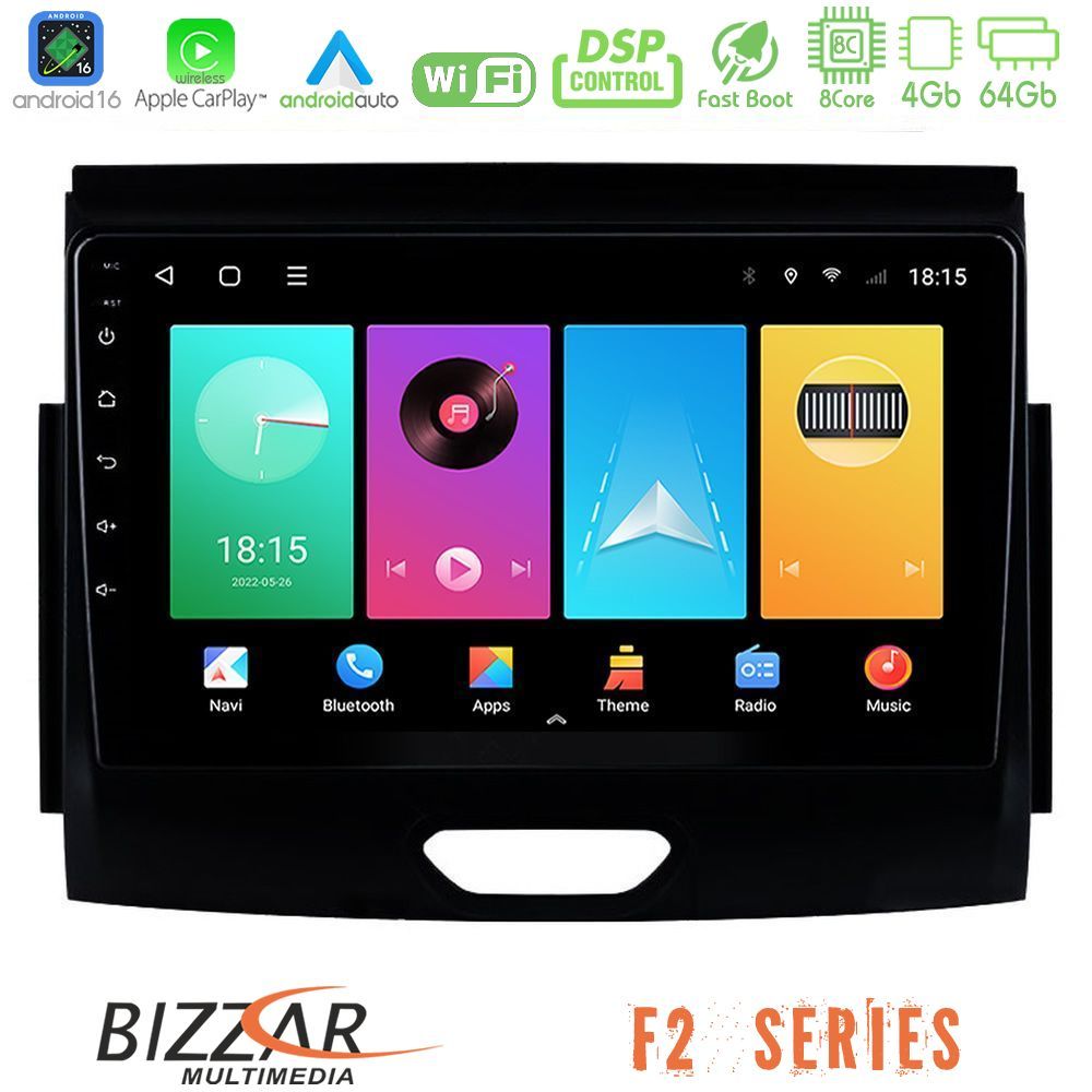 Bizzar F2 Series 8Core Android16 4+64GB  Ford Ranger 2017-2022 Navigation Multimedia Tablet 9"