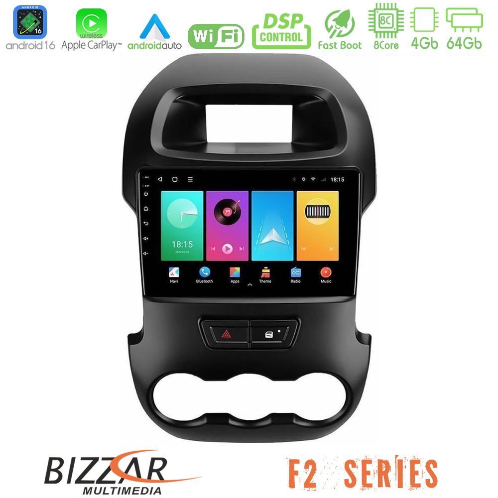 Bizzar F2 Series 8Core Android16 4+64GB  Ford Ranger 2012-2016 Navigation Multimedia Tablet 9"