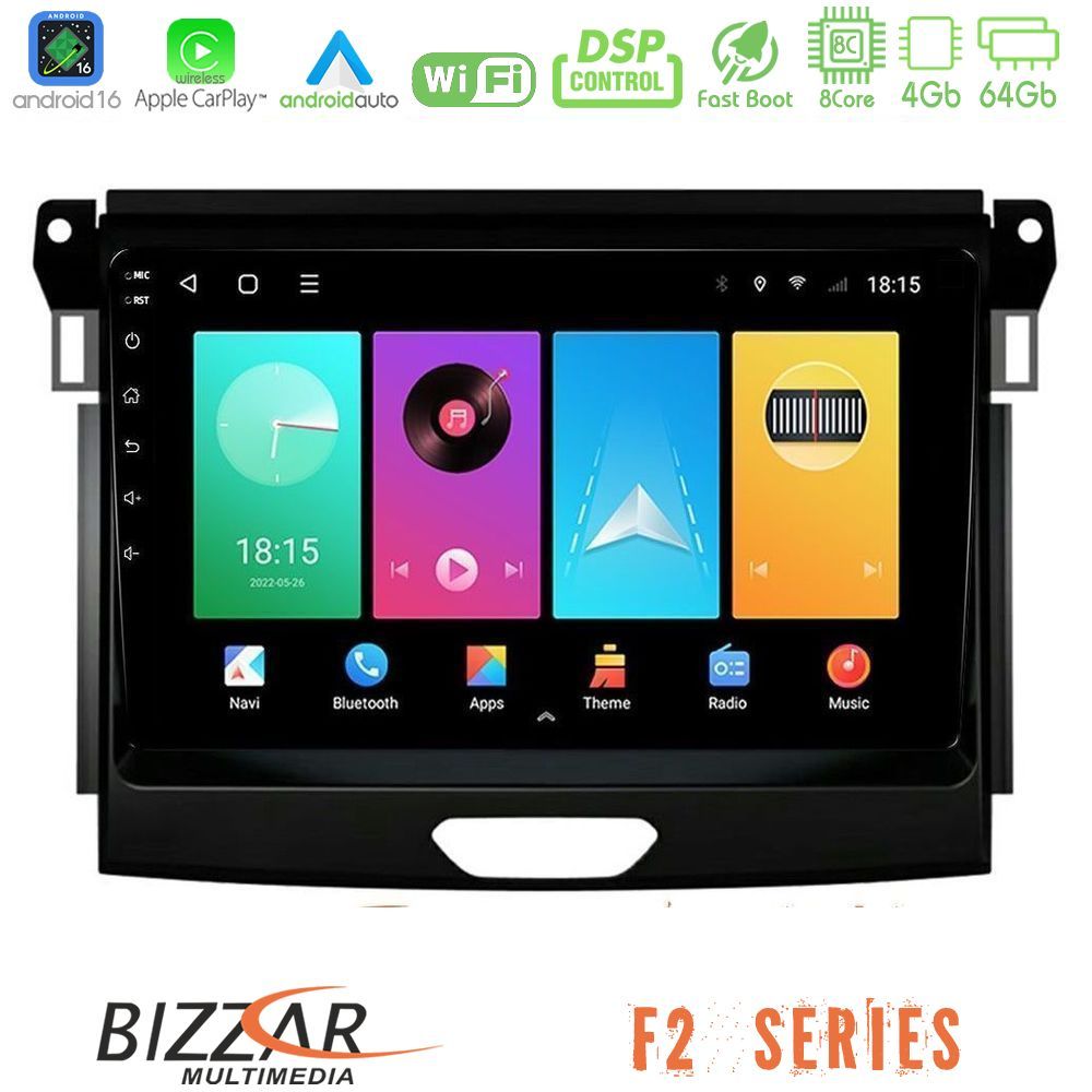 Bizzar F2 Series 8Core Android16 4+64GB  Ford Ranger 2017-2022 Navigation Multimedia Tablet 9"