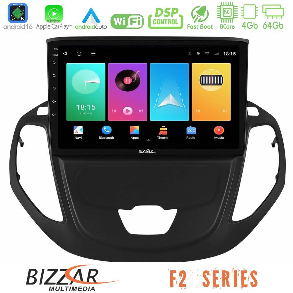 Bizzar F2 Series 8Core Android16 4+64GB Ford Courier 2015-2023 Navigation Multimedia Tablet 9"
