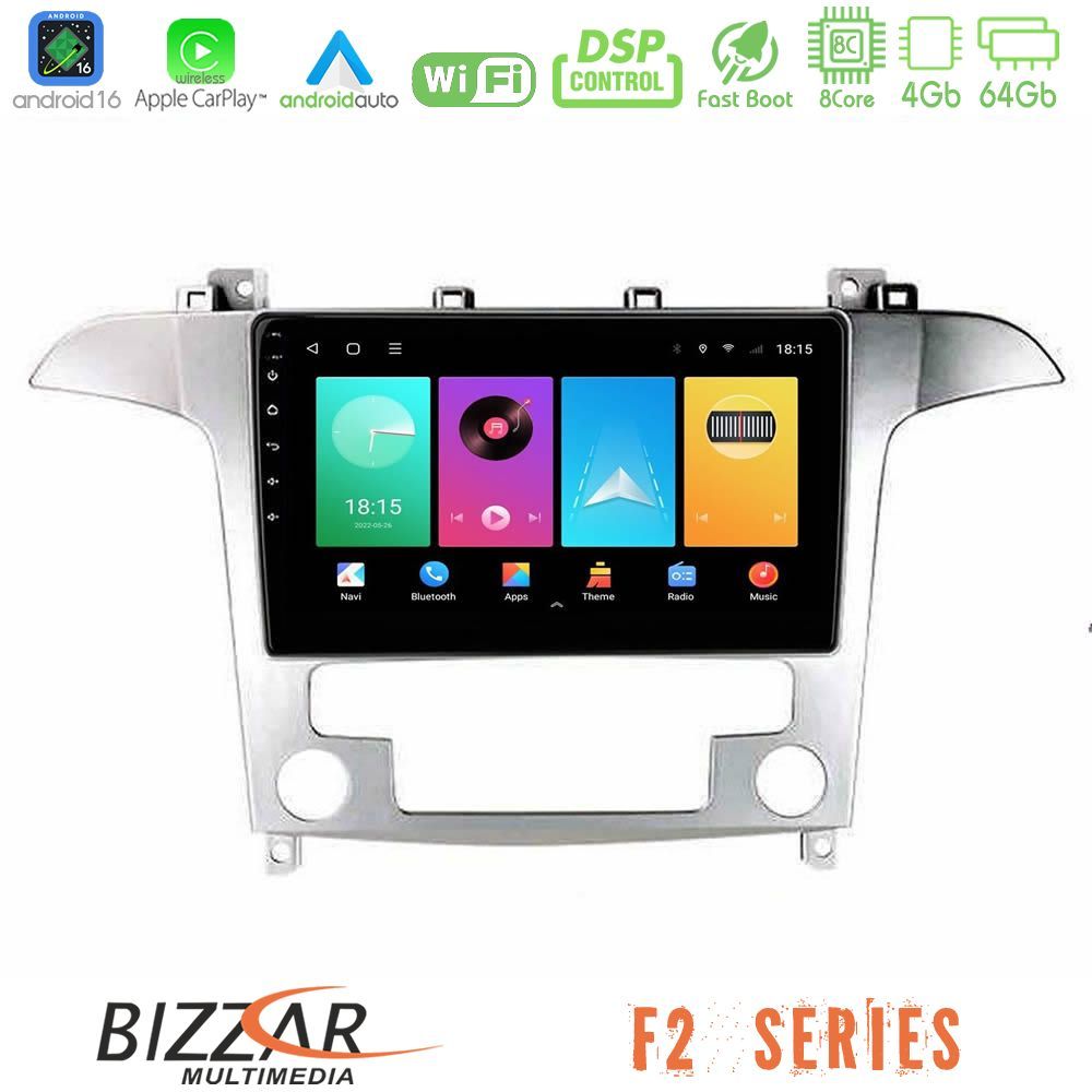 Bizzar F2 Series 8Core Android16 4+64GB  Ford S-Max 2006-2012 Navigation Multimedia Tablet 9"
