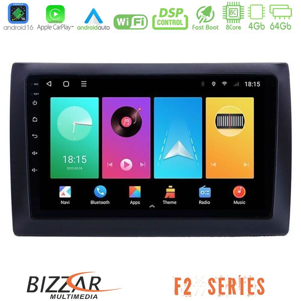 Bizzar F2 Series 8Core Android16 4+64GB  Fiat Stilo Navigation Multimedia Tablet 9"