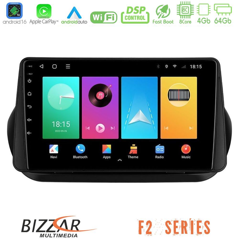 Bizzar F2 Series 8Core Android16 4+64GB Fiat Fiorino/Citroen Nemo/Peugeot Bipper Navigation Multimedia Tablet 10"