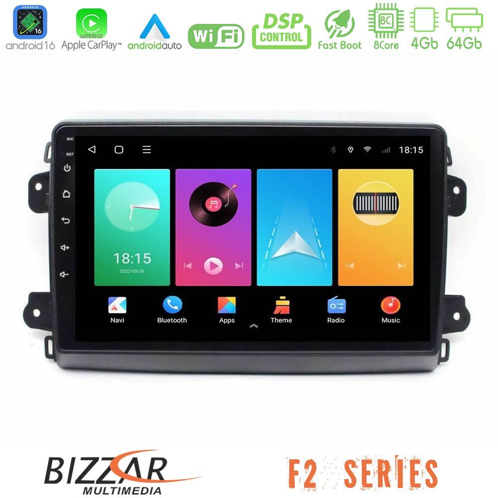 Bizzar F2 Series 8Core Android16 4+64GB Citroen/Fiat/Opel Navigation Multimedia Tablet 9"