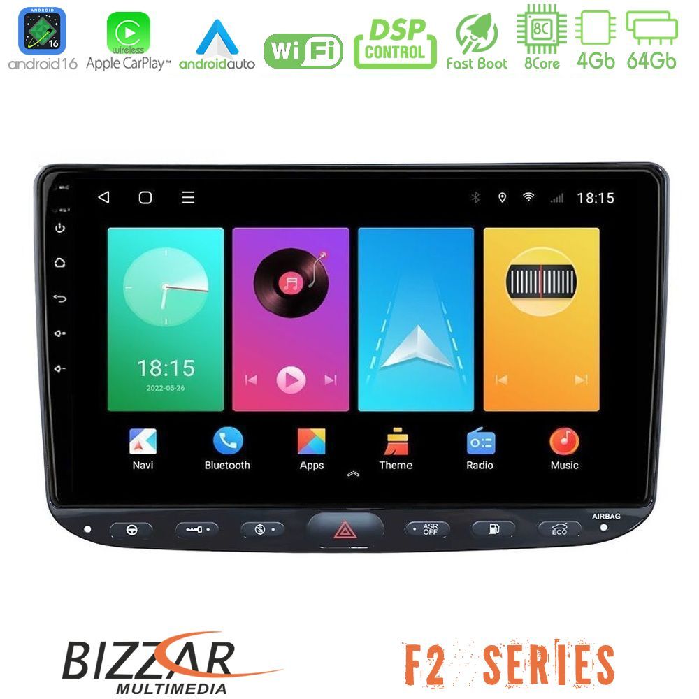 Bizzar F2 Series 8Core Android16 4+64GB Fiat Punto/ Evo 2009-2018 Navigation Multimedia Tablet 9″