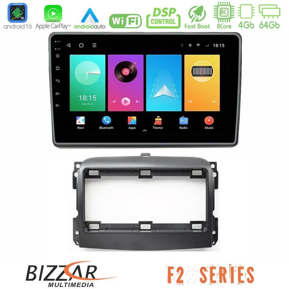 Bizzar F2 Series 8Core Android16 4+64GB Fiat 500L Navigation Multimedia Tablet 10"