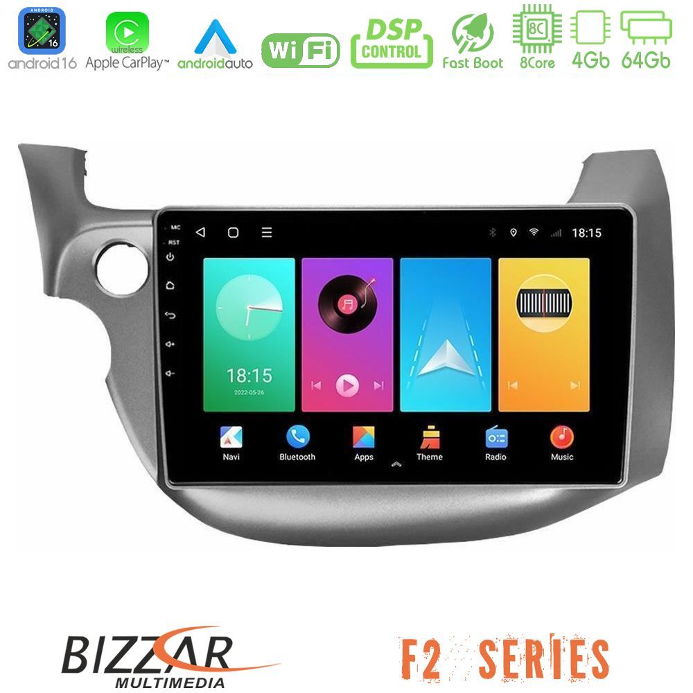 Bizzar F2 Series 8Core Android16 4+64GB  Honda Jazz 2009-2013 Navigation Multimedia Tablet 10"
