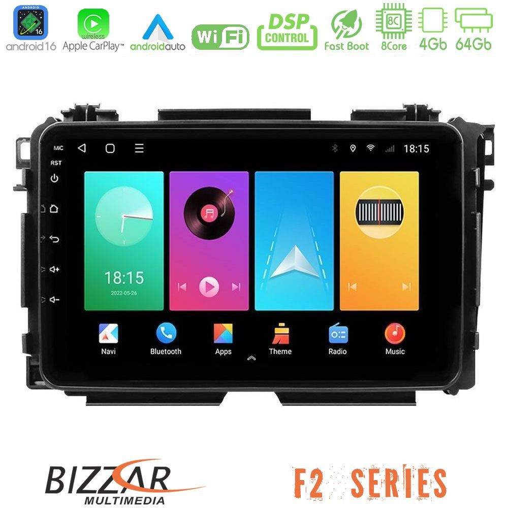 Bizzar F2 Series 8Core Android16 4+64GB Honda HR-V Navigation Multimedia Tablet 9"