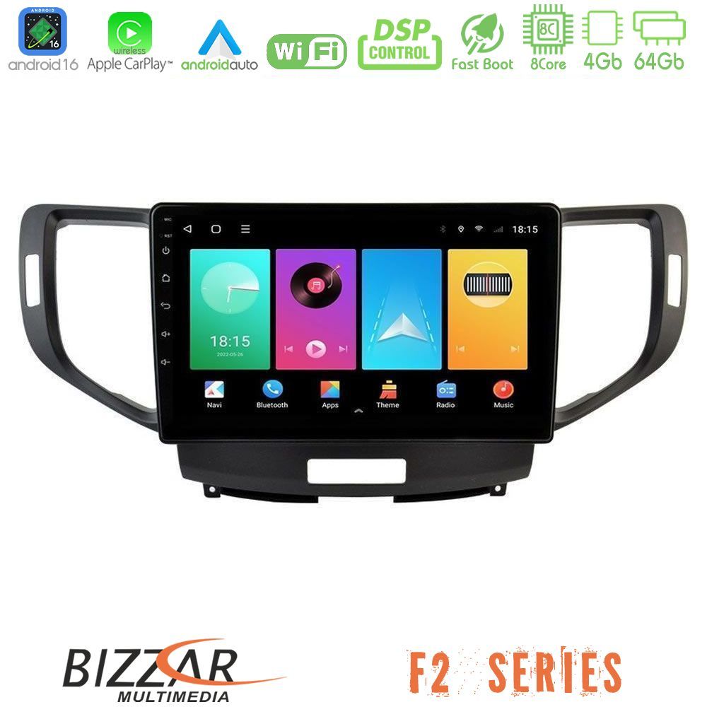 Bizzar F2 Series 8Core Android16 4+64GB Honda Accord 2008-2015 Navigation Multimedia Tablet 9"