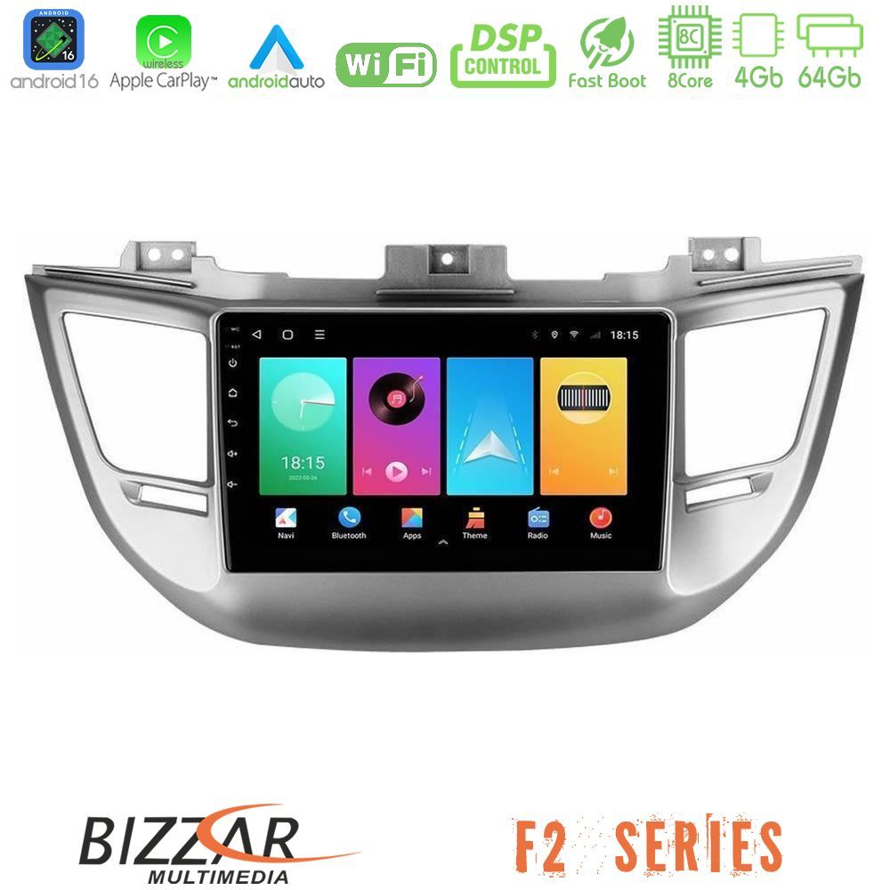 Bizzar F2 Series 8Core Android16 4+64GB Hyundai Tucson 2015-2018 Navigation Multimedia Tablet 9"