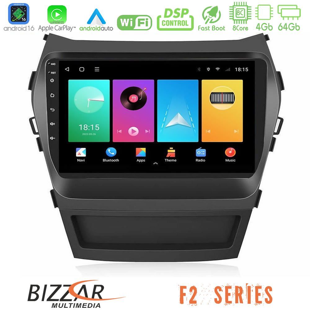 Bizzar F2 Series 8Core Android16 4+64GB Hyundai iX45 2012-2017 Navigation Multimedia Tablet 9"