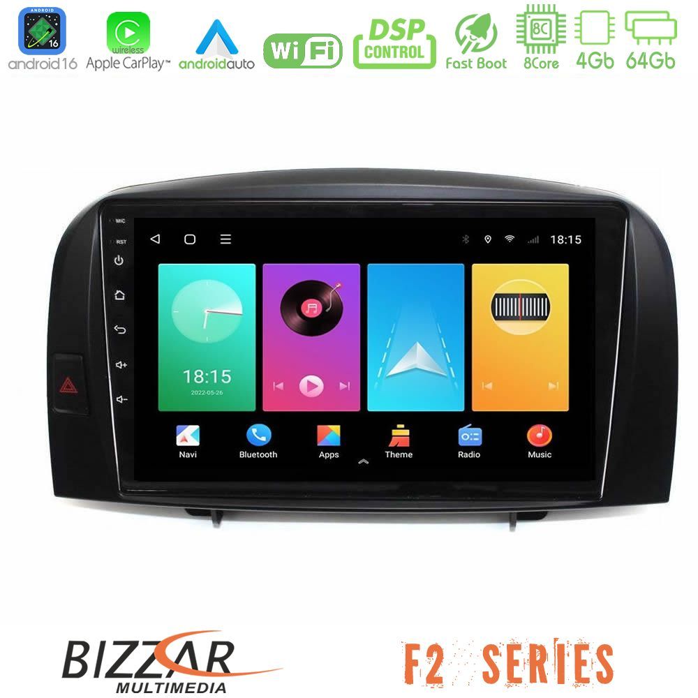 Bizzar F2 Series 8Core Android16 4+64GB Hyundai Sonata 2005-2009 Navigation Multimedia Tablet 10"