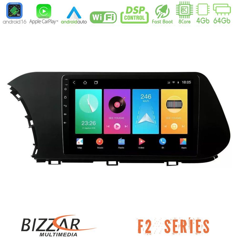 Bizzar F2 Series 8Core Android16 4+64GB Hyundai i20 2021-2023 Navigation Multimedia Tablet 10"