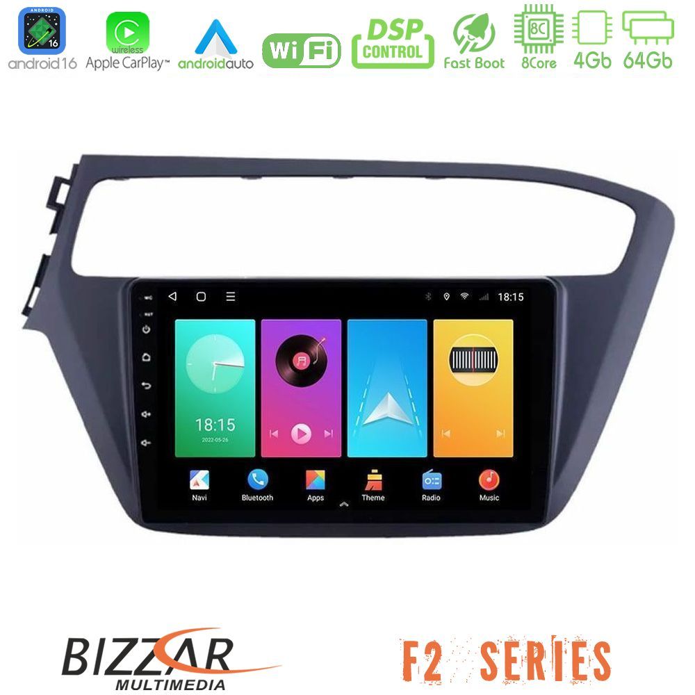 Bizzar F2 Series 8Core Android16 4+64GB  Hyundai i20 2018-2020 Navigation Multimedia Tablet 9"