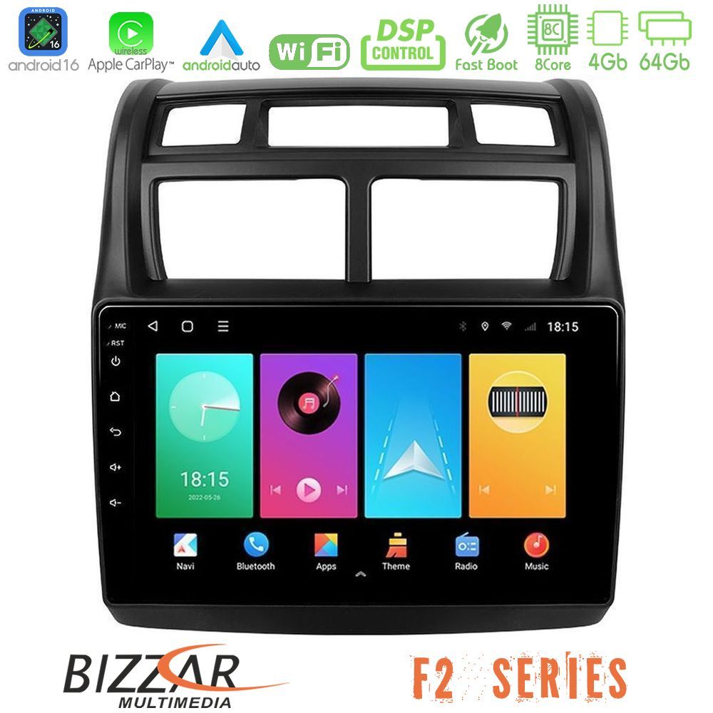 Bizzar F2 Series 8Core Android16 4+64GB Kia Sportage 2008-2011 Navigation Multimedia Tablet 9"