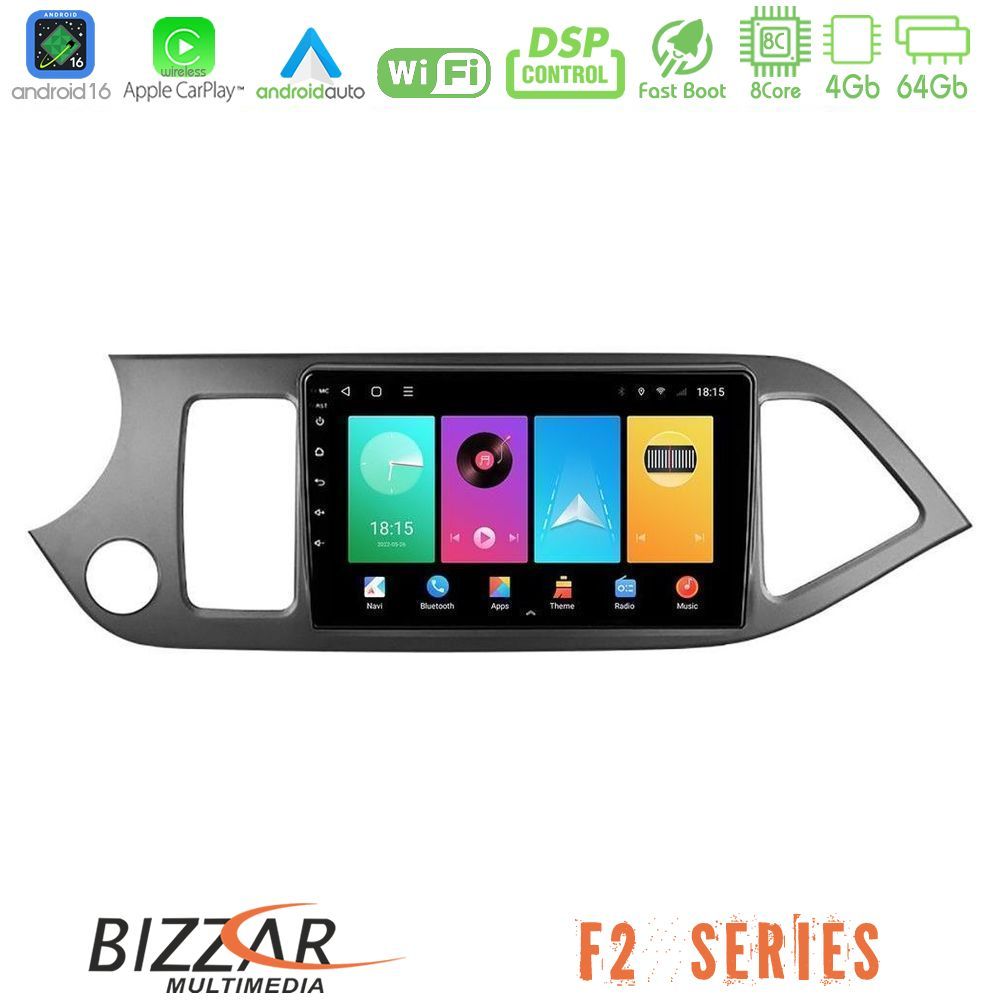 Bizzar F2 Series 8Core Android16 4+64GB  Kia Picanto Navigation Multimedia Tablet 9"