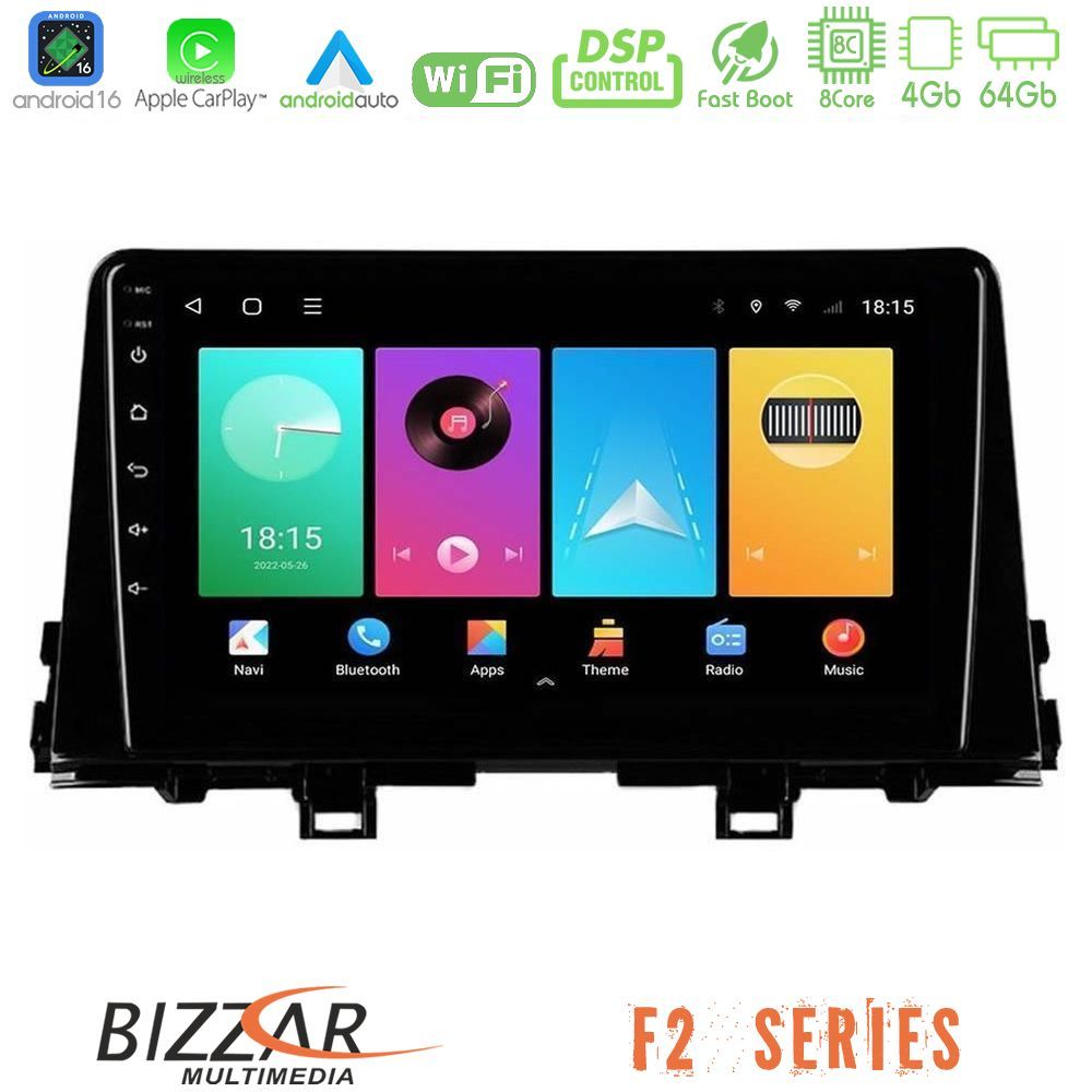 Bizzar F2 Series 8Core Android16 4+64GB  Kia Picanto 2017-2021 Navigation Multimedia Tablet 9"