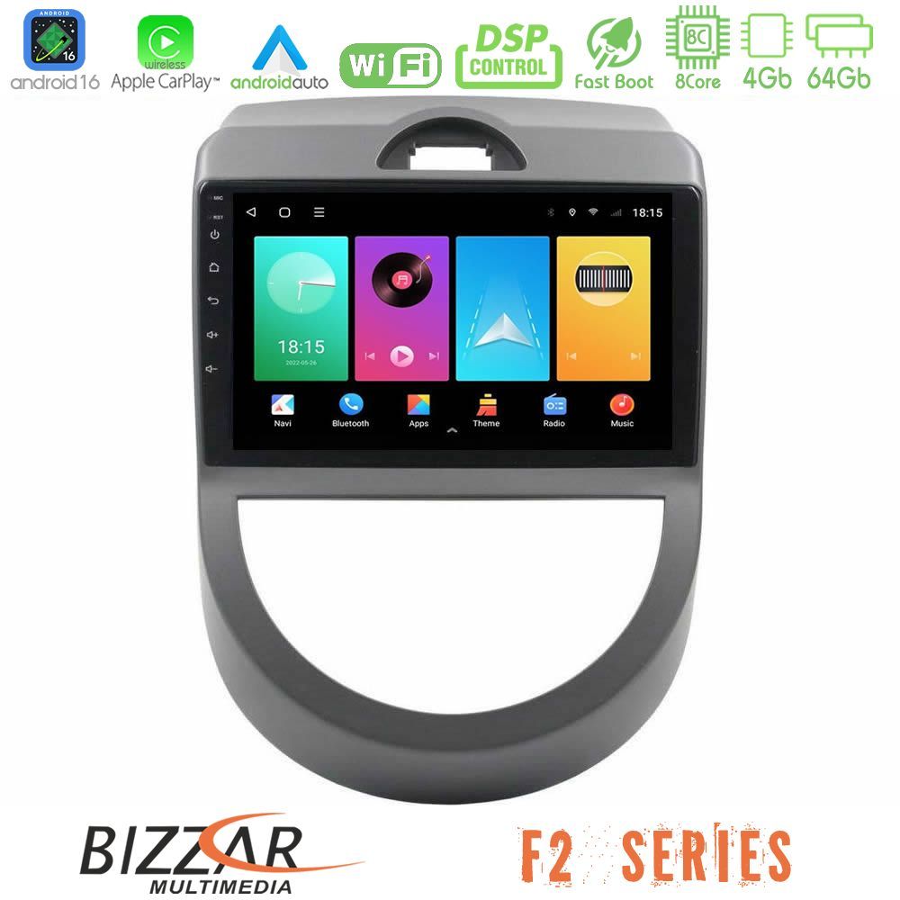 Bizzar F2 Series 8Core Android16 4+64GB Kia Soul 2009-2011 Navigation Multimedia Tablet 9"