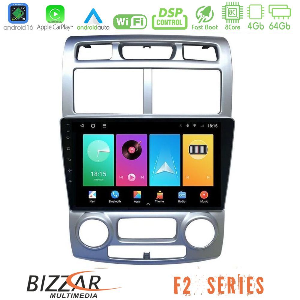 Bizzar F2 Series 8Core Android16 4+64GB  Kia Sportage 2005-2008 Navigation Multimedia Tablet 9""