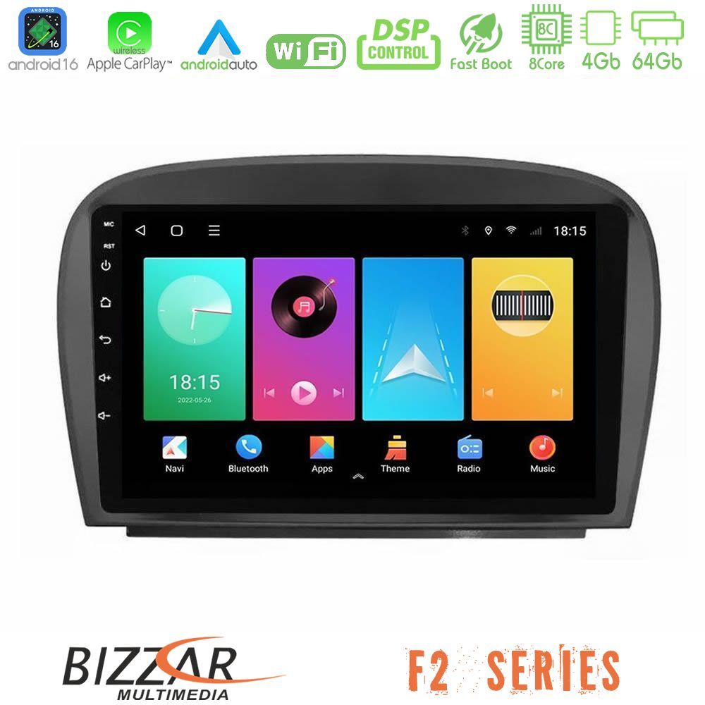 Bizzar F2 Series 8Core Android16 4+64GB Mercedes SL Class 2005-2011 Navigation Multimedia Tablet 9"
