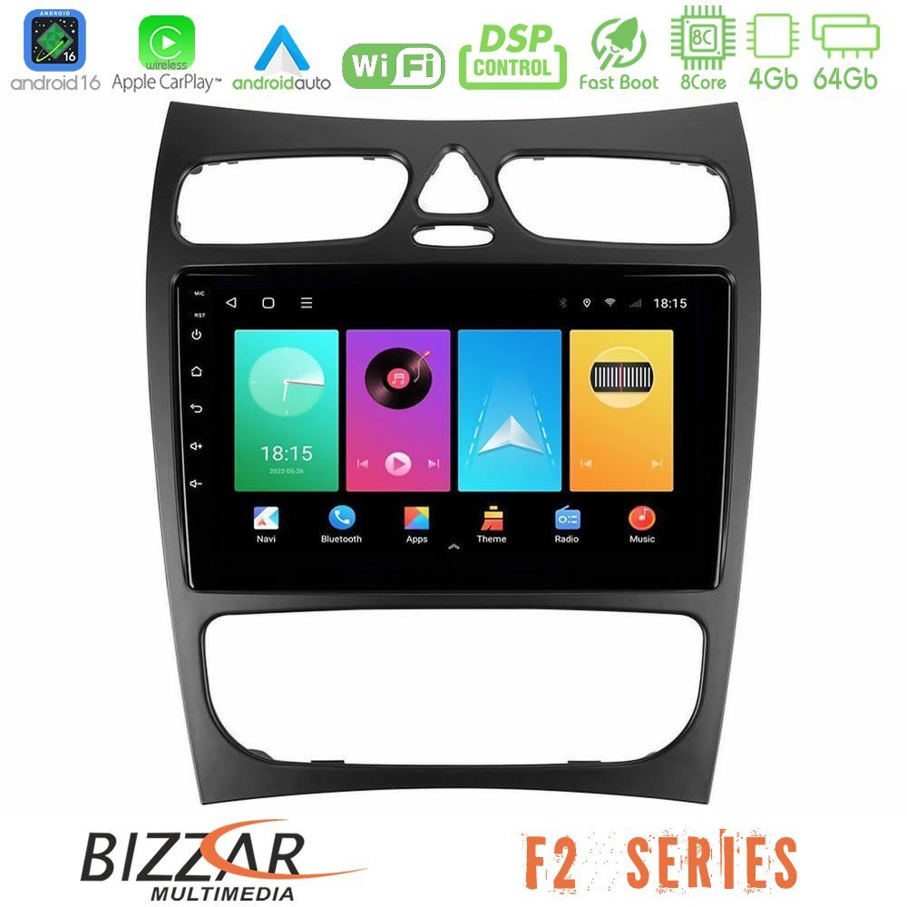 Bizzar F2 Series 8Core Android16 4+64GB Mercedes CLK Class W209 2000-2004 Navigation Multimedia Tablet 9"