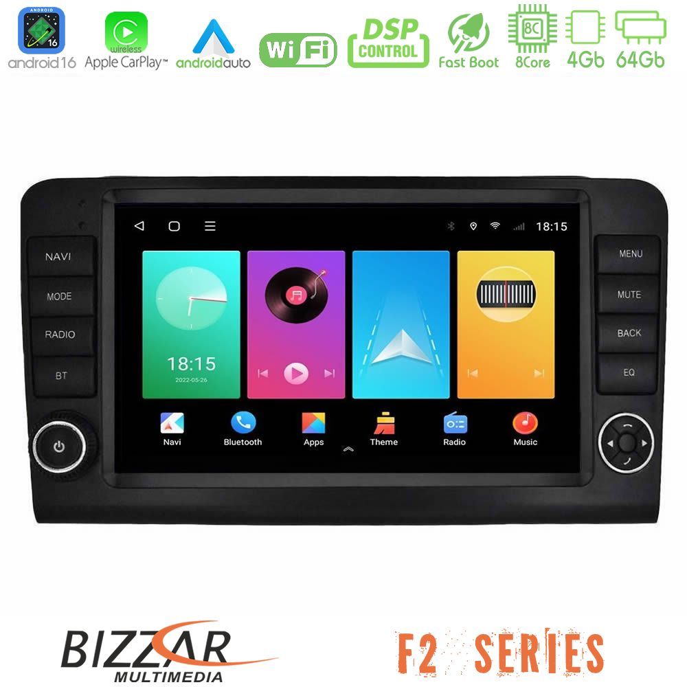 Bizzar F2 Series 8Core Android16 4+64GB Mercedes ML/GL Class W164 2006-2011 Navigation Multimedia Tablet 9" (OEM Look)