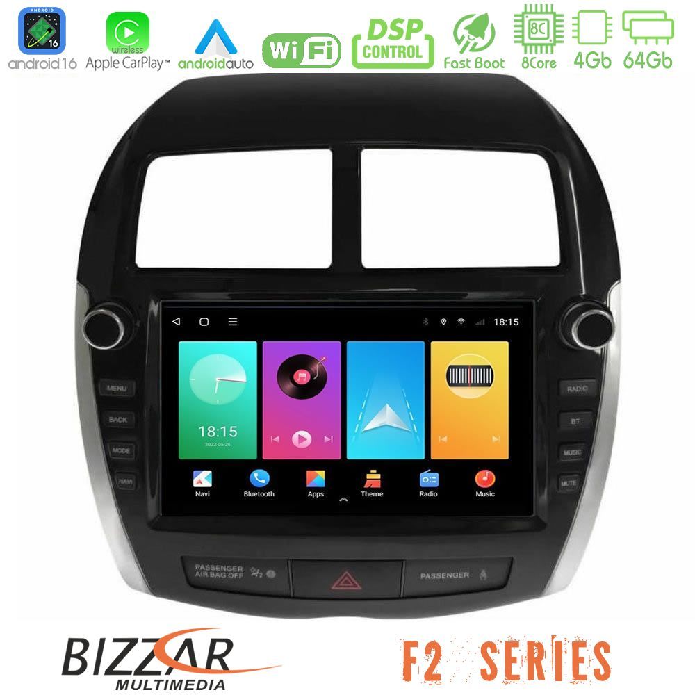 Bizzar F2 Series 8Core Android16 4+64GB Mitsubishi ASX 2013-2018 Navigation Multimedia Tablet 9"