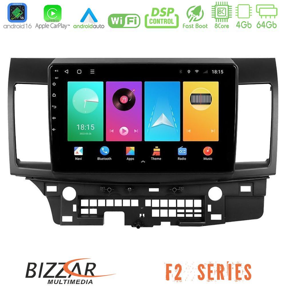 Bizzar F2 Series 8Core Android16 4+64GB  Mitsubishi Lancer 2008 – 2015 Navigation Multimedia Tablet 10"