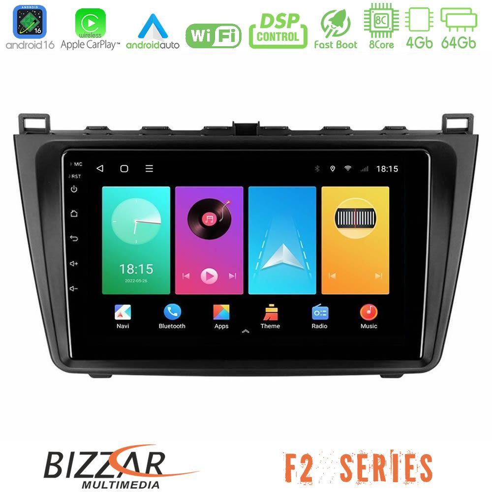 Bizzar F2 Series 8Core Android16 4+64GB  Mazda 6 2008-2012 Navigation Multimedia Tablet 9"