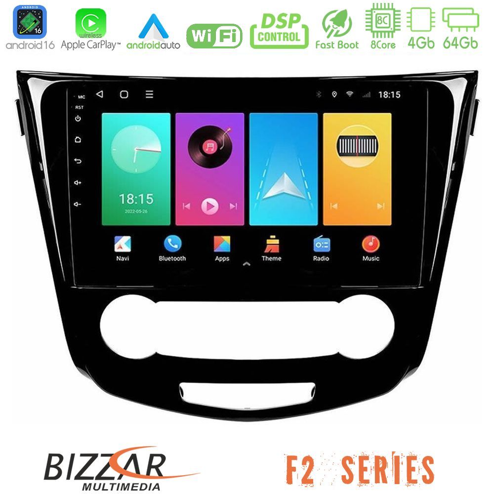 Bizzar F2 Series 8Core Android16 4+64GB Nissan Qashqai J11 (Manual A/C) Navigation Multimedia Tablet 10"