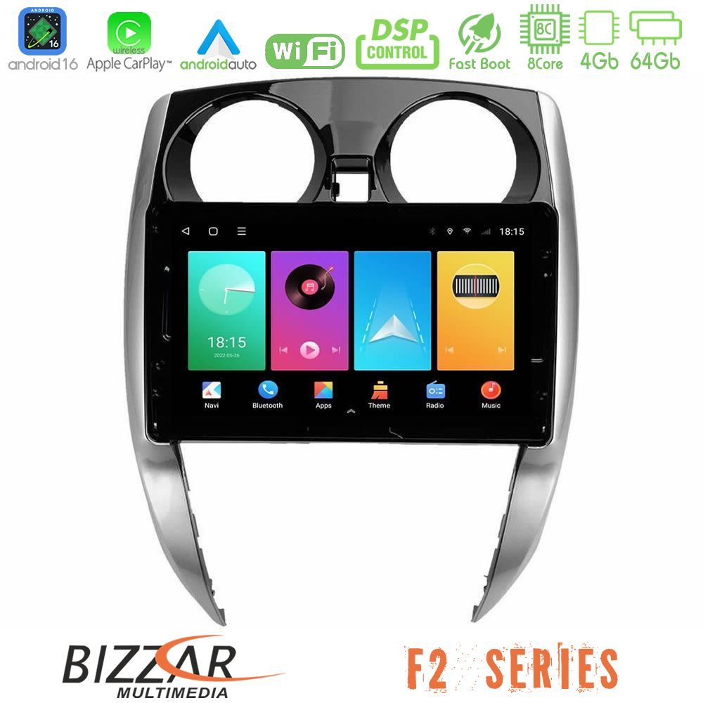 Bizzar F2 Series 8Core Android16 4+64GB  Nissan Note 2013-2018 Navigation Multimedia Tablet 10"