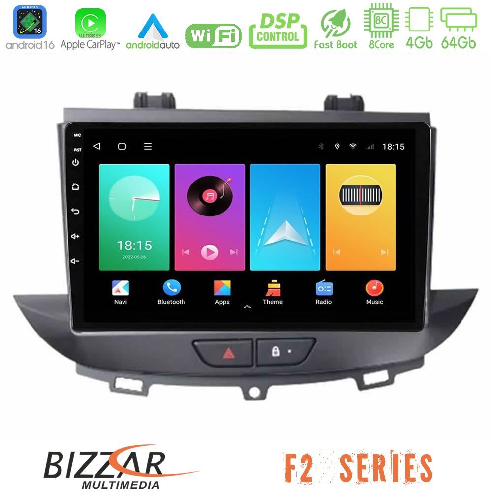 Bizzar F2 Series 8Core Android16 4+64GB Opel Grandland/Crossland X Navigation Multimedia Tablet 9"