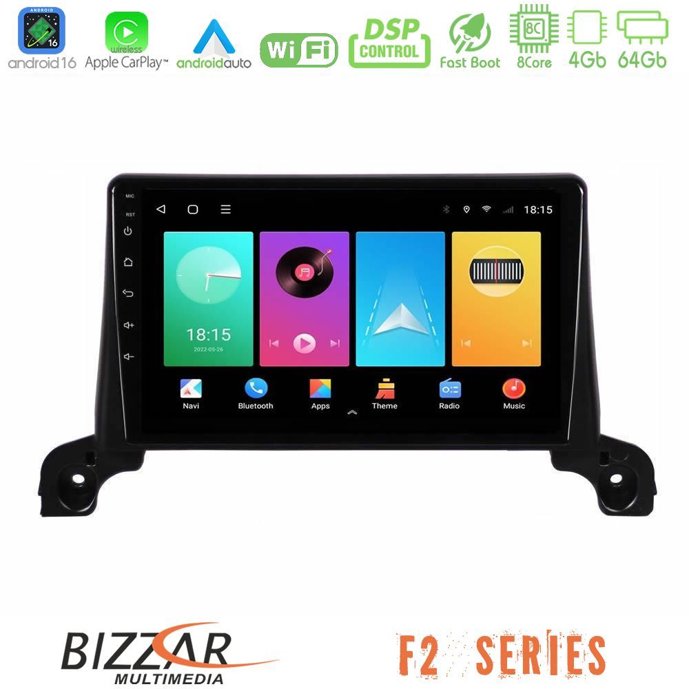 Bizzar F2 Series 8Core Android16 4+64GB Peugeot 3008/5008 2017-2023 Navigation Multimedia Tablet 9"