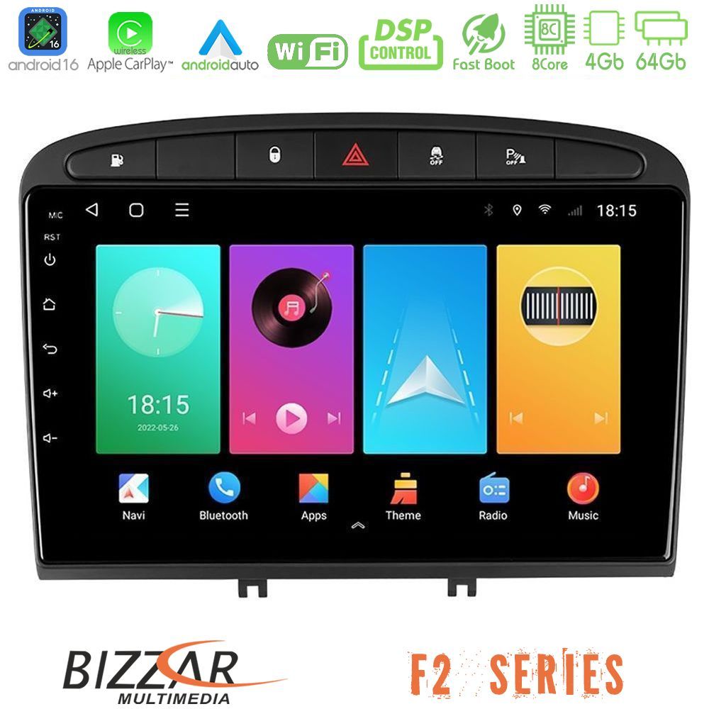 Bizzar F2 Series 8Core Android16 4+64GB Peugeot 308/RCZ Navigation Multimedia Tablet 9"