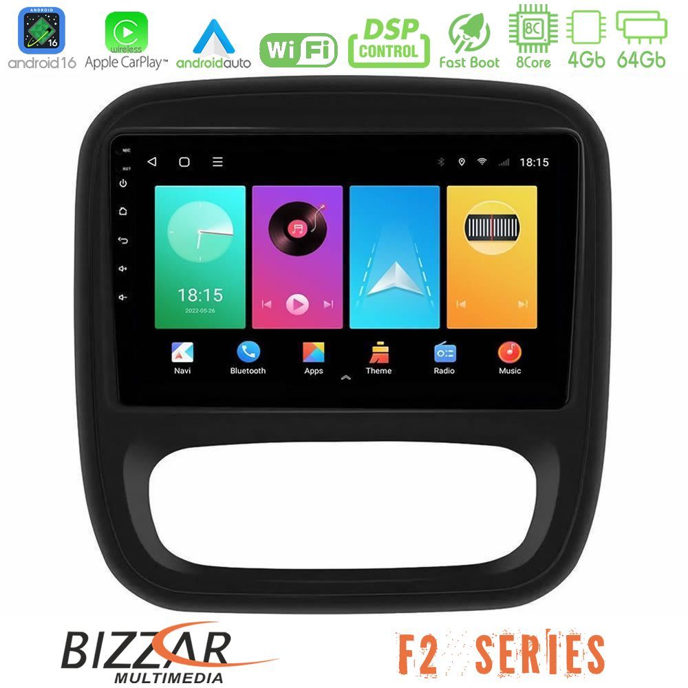 Bizzar F2 Series 8Core Android16 4+64GB Renault/Nissan/Opel/Fiat Navigation Multimedia Tablet 9"