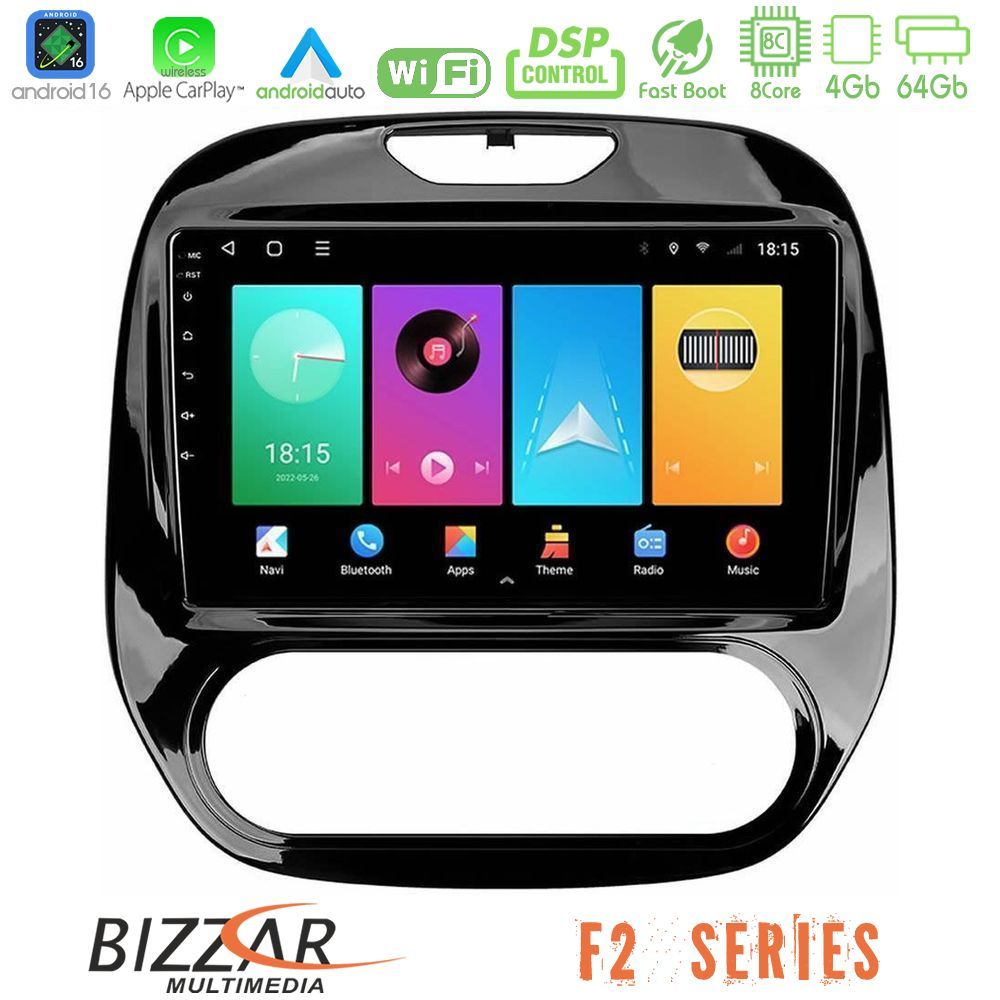 Bizzar F2 Series 8Core Android16 4+64GB Renault Captur 2013-2019 (Manual AC) Navigation Multimedia Tablet 9"