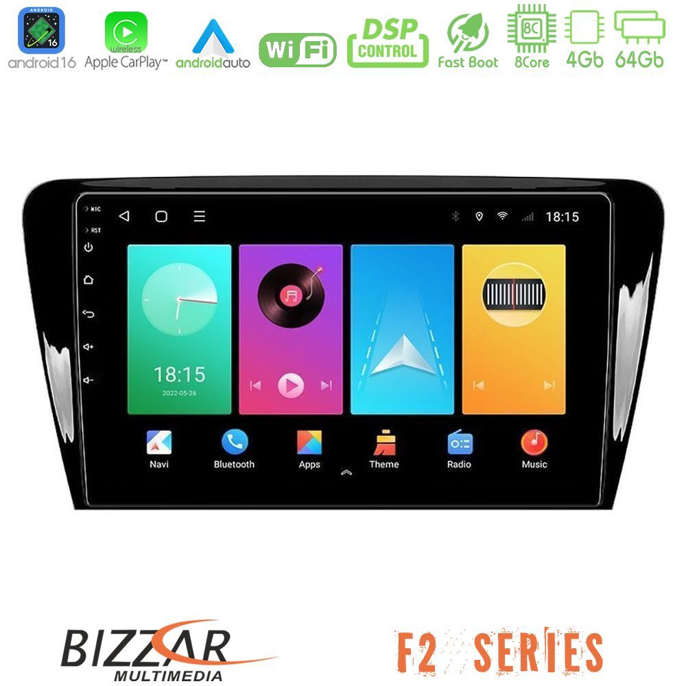 Bizzar F2 Series 8Core Android16 4+64GB  Skoda Octavia 7 Navigation Multimedia Tablet 10"