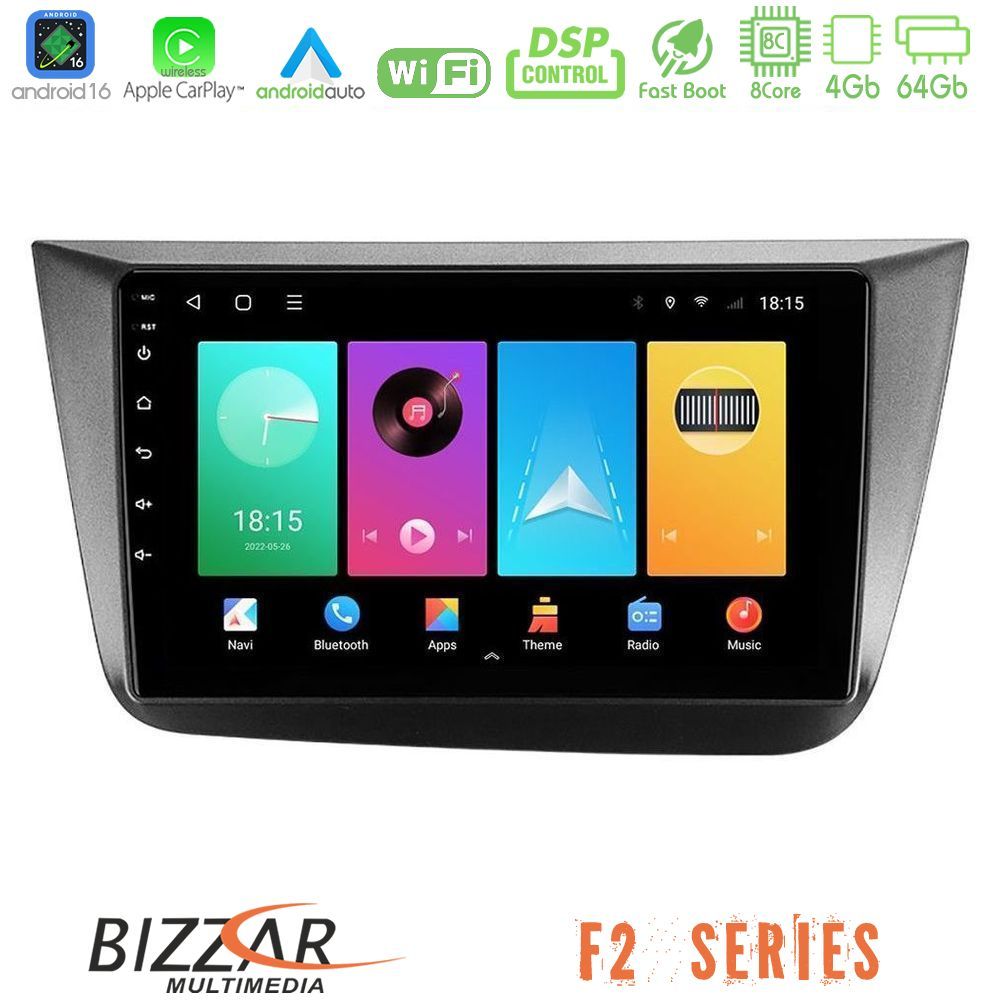 Bizzar F2 Series 8Core Android16 4+64GB Seat Altea 2004-2015 Navigation Multimedia Tablet 9"