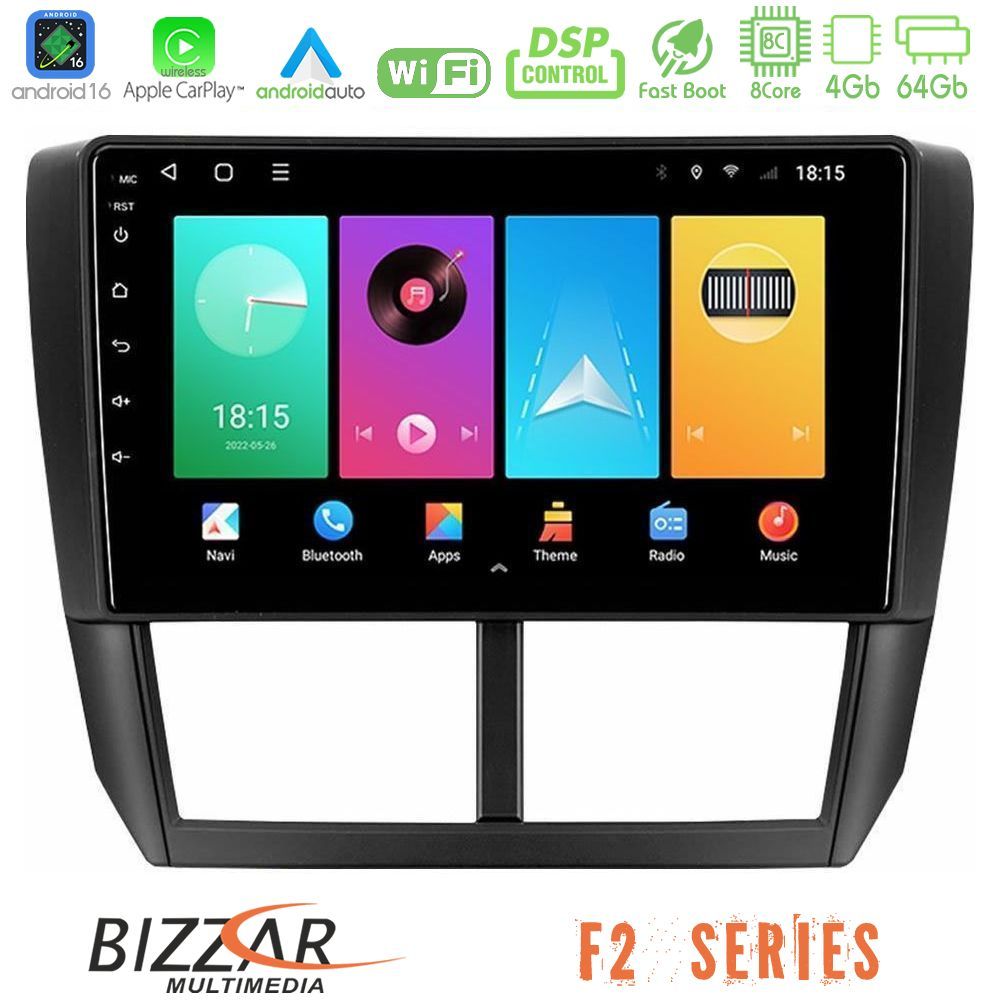 Bizzar F2 Series 8Core Android16 4+64GB  Subaru Forester Navigation Multimedia Tablet 9"