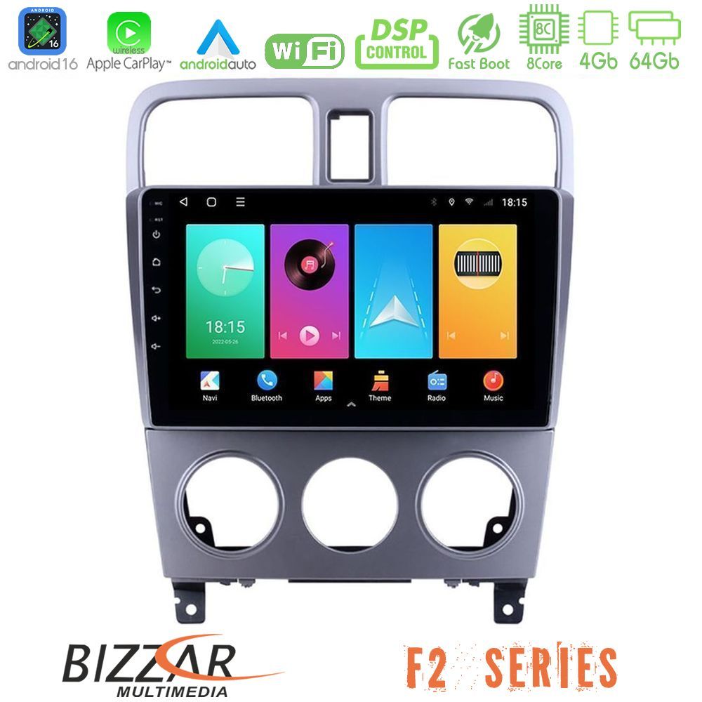 Bizzar F2 Series 8Core Android16 4+64GB  Subaru Forester 2003-2007 Navigation Multimedia Tablet 9"