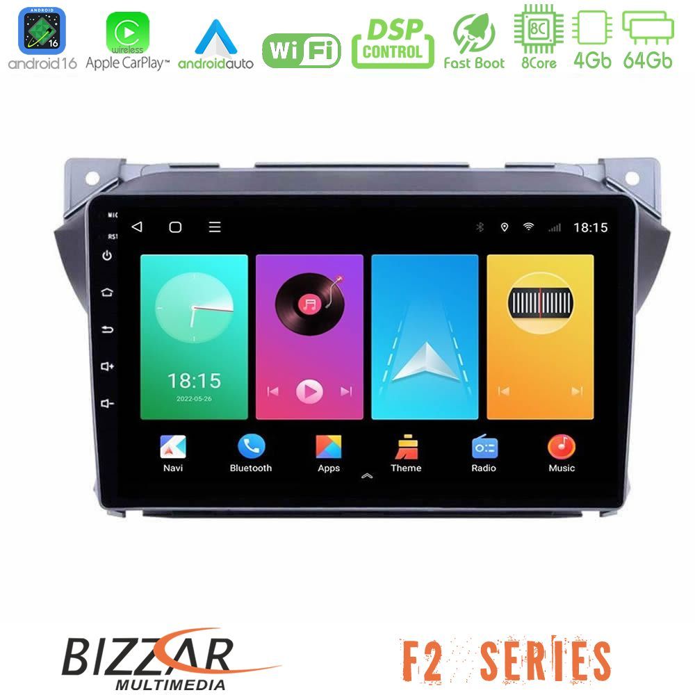 Bizzar F2 Series 8Core Android16 4+64GB Suzuki Alto amp; Nissan Pixo Navigation Multimedia Tablet 9"