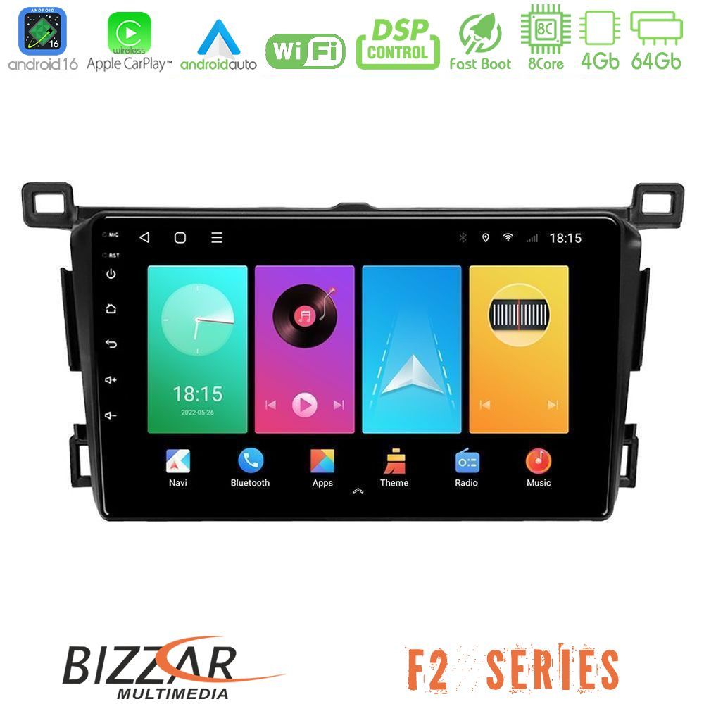 Bizzar F2 Series 8Core Android16 4+64GB  Toyota RAV4 2013-2018 Navigation Multimedia Tablet 9"