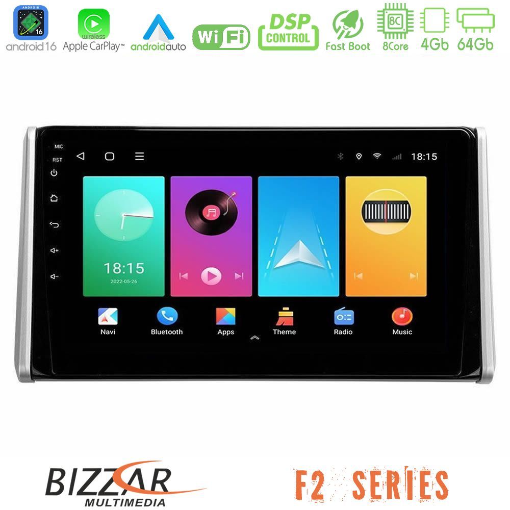 Bizzar F2 Series 8Core Android16 4+64GB  Toyota RAV4 2019-2023 Navigation Multimedia Tablet 10"