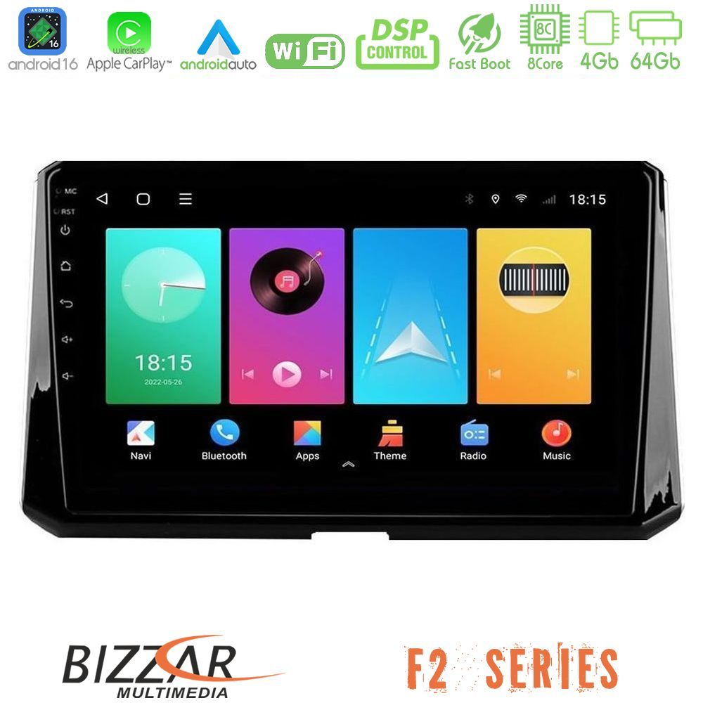 Bizzar F2 Series 8Core Android16 4+64GB  Toyota Corolla 2019-2022 Navigation Multimedia Tablet 10"