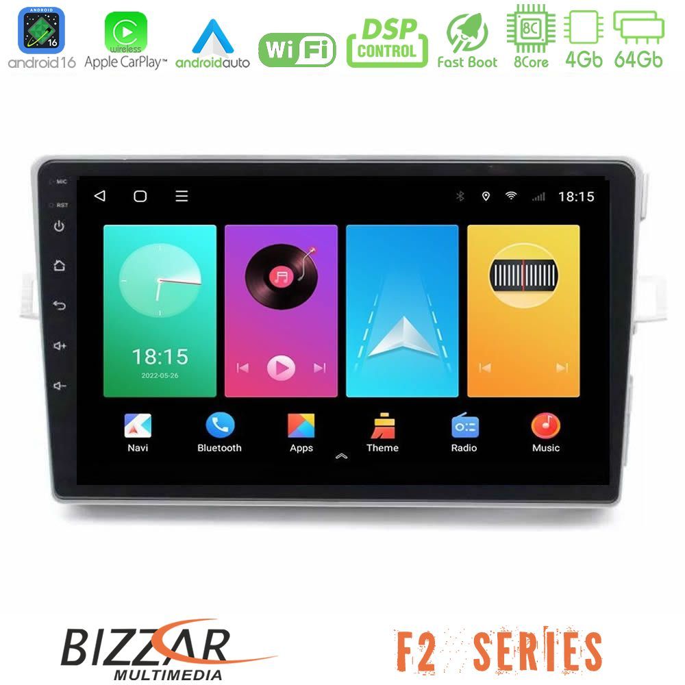 Bizzar F2 Series 8Core Android16 4+64GB Toyota Verso 2009-2018 Navigation Multimedia Tablet 9"