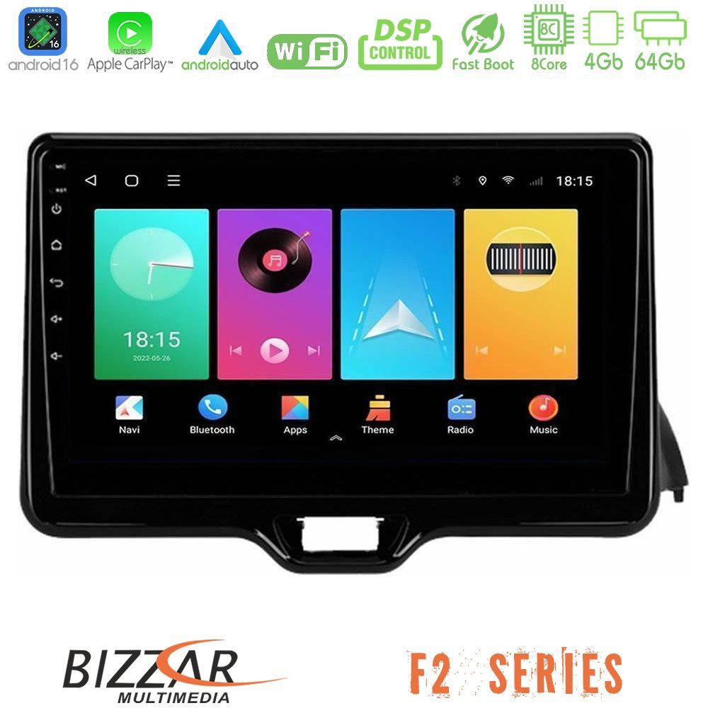 Bizzar F2 Series 8Core Android16 4+64GB Toyota Yaris 2020-> Navigation Multimedia Tablet 10"