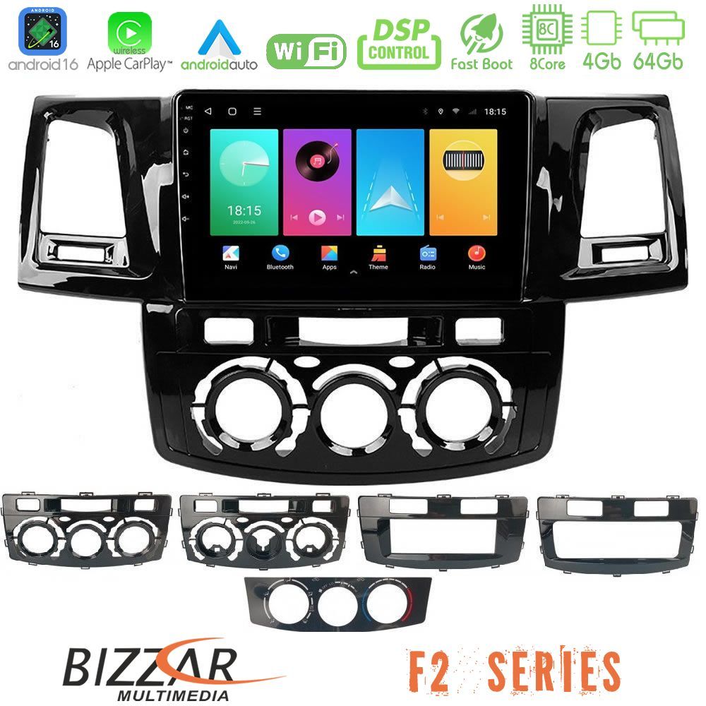 Bizzar F2 Series 8Core Android16 4+64GB Toyota Hilux 2007-2016 Navigation Multimedia Tablet 9"