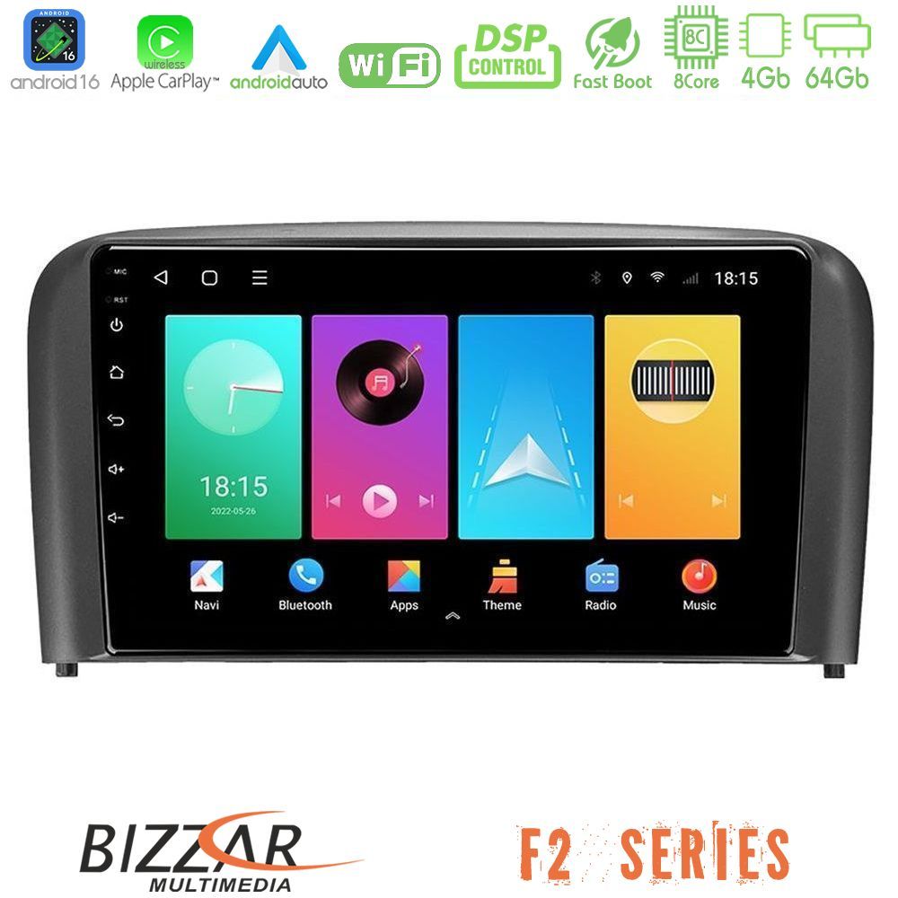 Bizzar F2 Series 8Core Android16 4+64GB  Volvo S80 1998-2006 Navigation Multimedia Tablet 9"