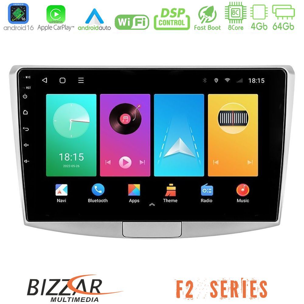 Bizzar F2 Series 8Core Android16 4+64GB  VW Passat Navigation Multimedia Tablet 10"