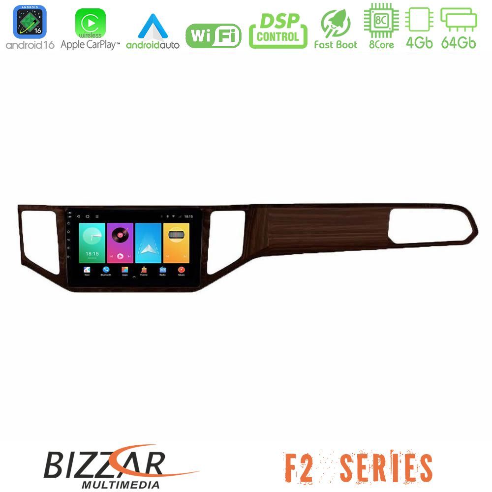 Bizzar F2 Series 8Core Android16 4+64GB  VW Sportsvan 2014-2020 Navigation Multimedia Tablet 9" (Ξύλινη απόχρωση)